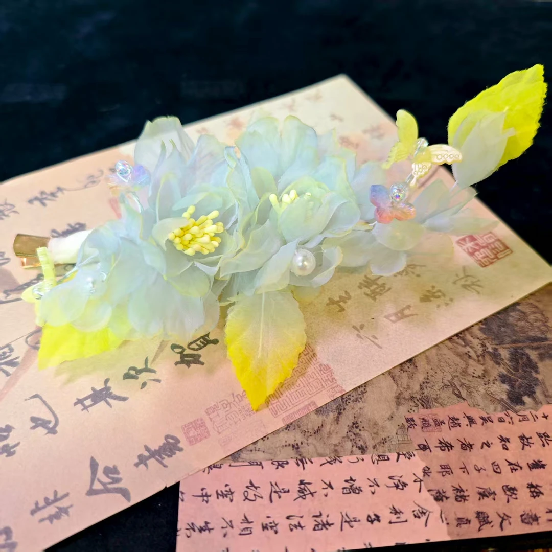 云鬓花古风饰品古装发饰仙气飘飘发夹 浅茉栀夏 仙气汉服发冠B329