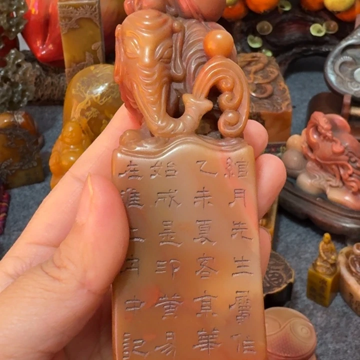一***心寿山石印石手工艺品摆件