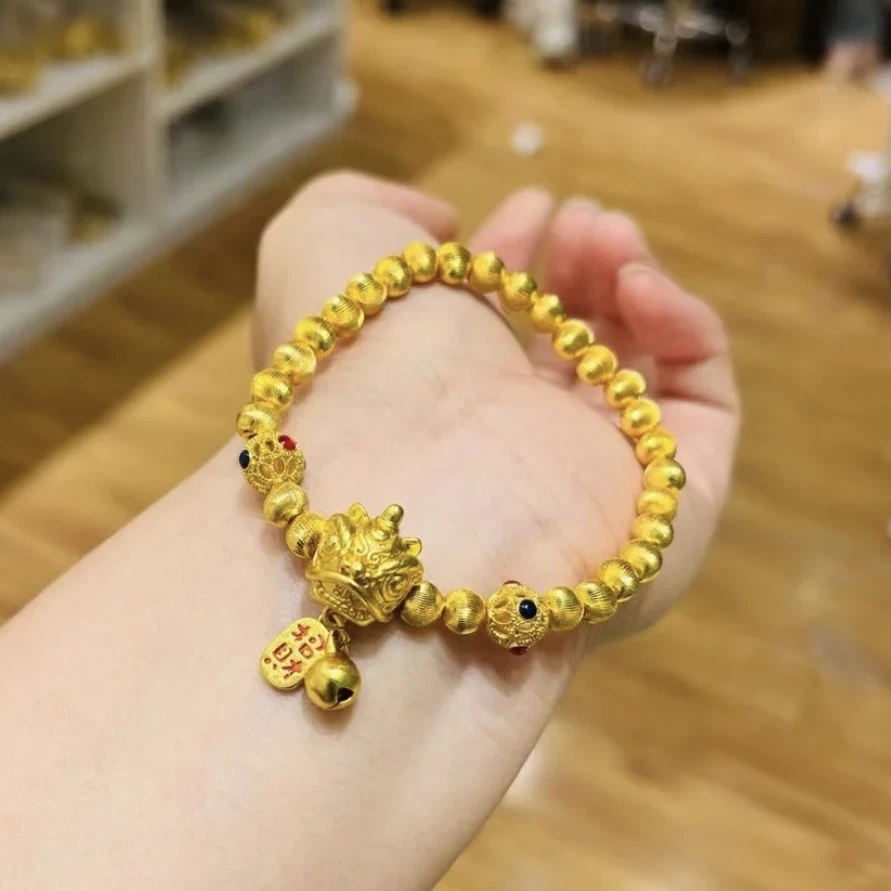 猫眼醒狮手链 铃铛拉丝猫眼 手工手链