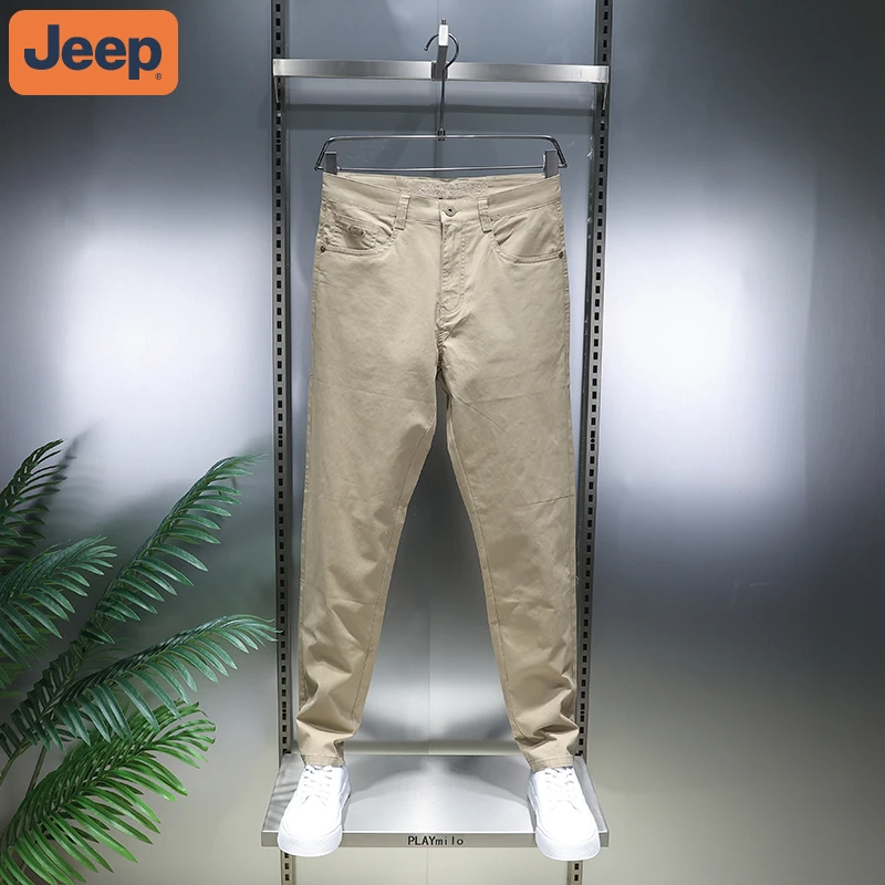 JEEP专柜高端卡其色休闲裤男士2025秋冬简约百夏季吉普冰丝休闲裤