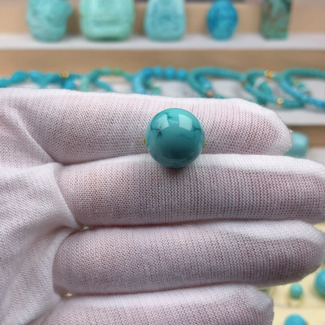 未镶嵌绿松石珠宝奇石14.5mm