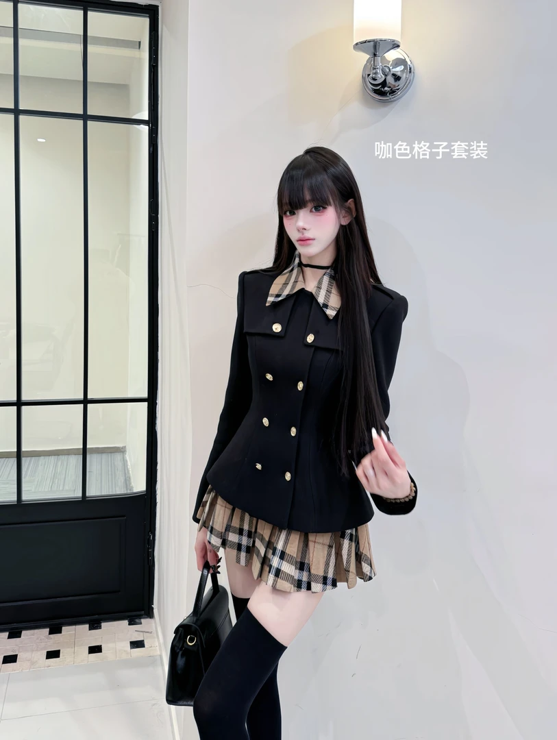 新品●YeYe(美院艺术生)千金风法式冬季翻领时尚套装