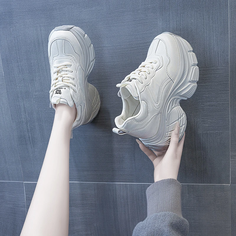 增高9cm老爹鞋女2024秋冬舒适百搭松糕鞋厚底运动休闲鞋9157-25