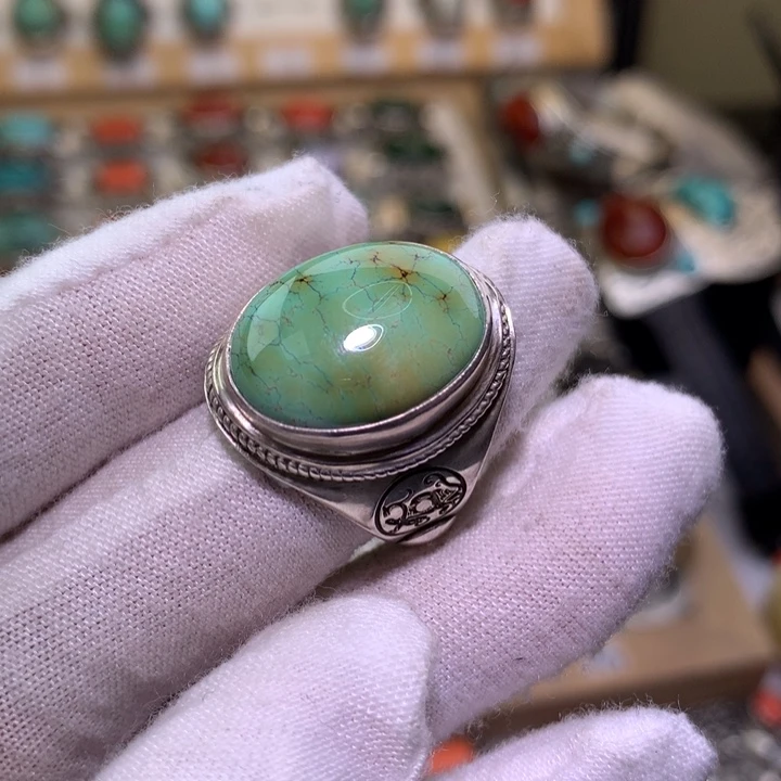喜***嘉绿松石足银镶嵌戒指