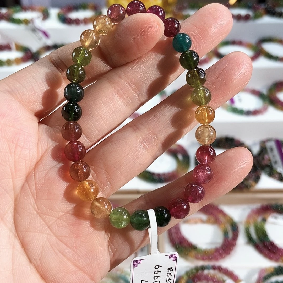 碧玺未镶嵌手链G2637素圈颜色微差