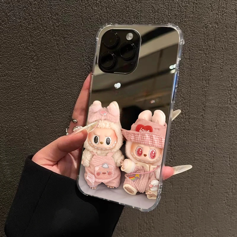 苹果labubu手机壳适用iPhone16promax公仔15少女粉14可爱1312镜面