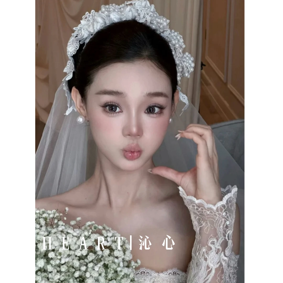 TM｜手作蕾丝珍珠发箍软发箍新娘头饰