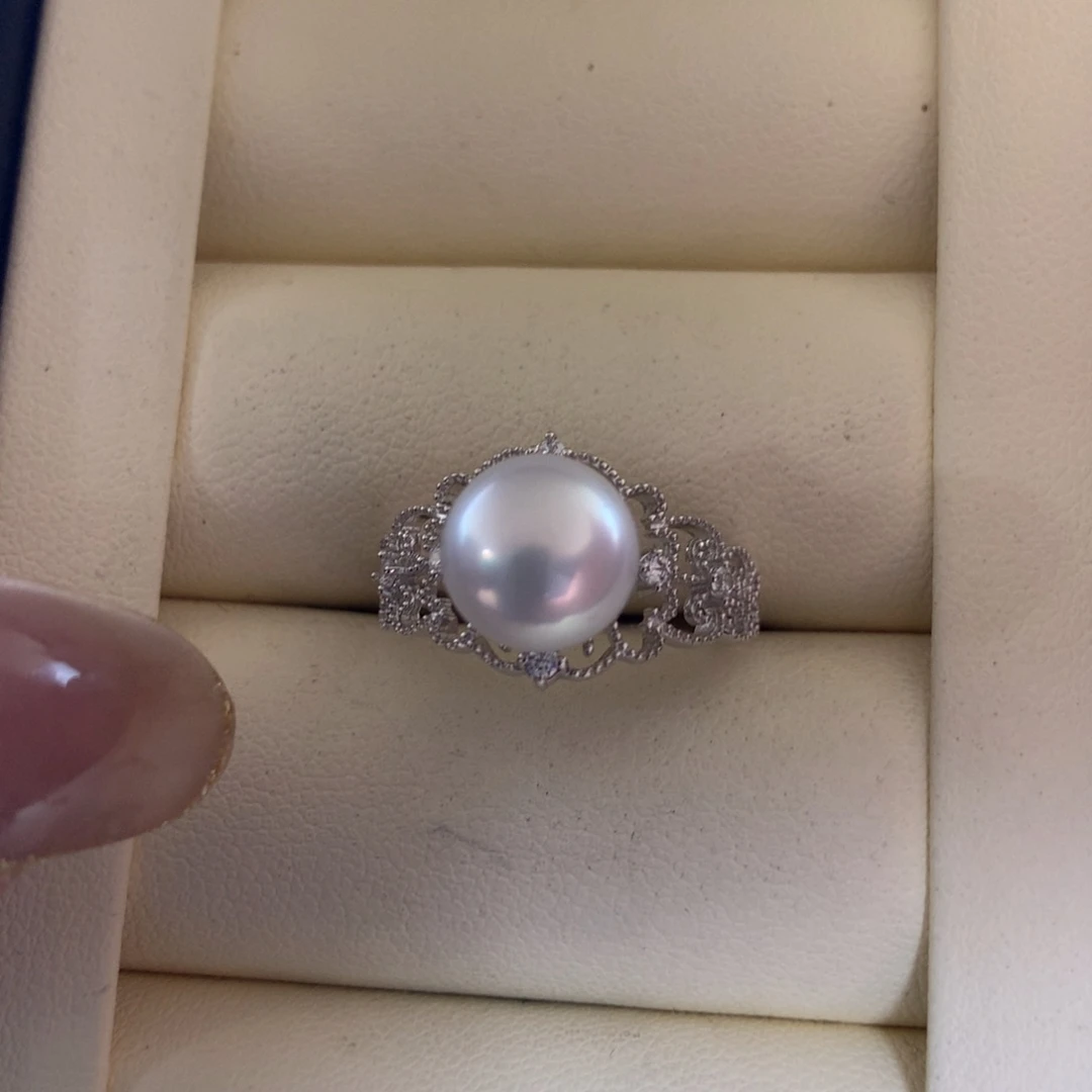 银S925镶嵌海水珍珠戒指