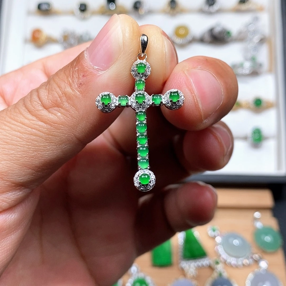 颈饰银S925镶嵌翡翠w w