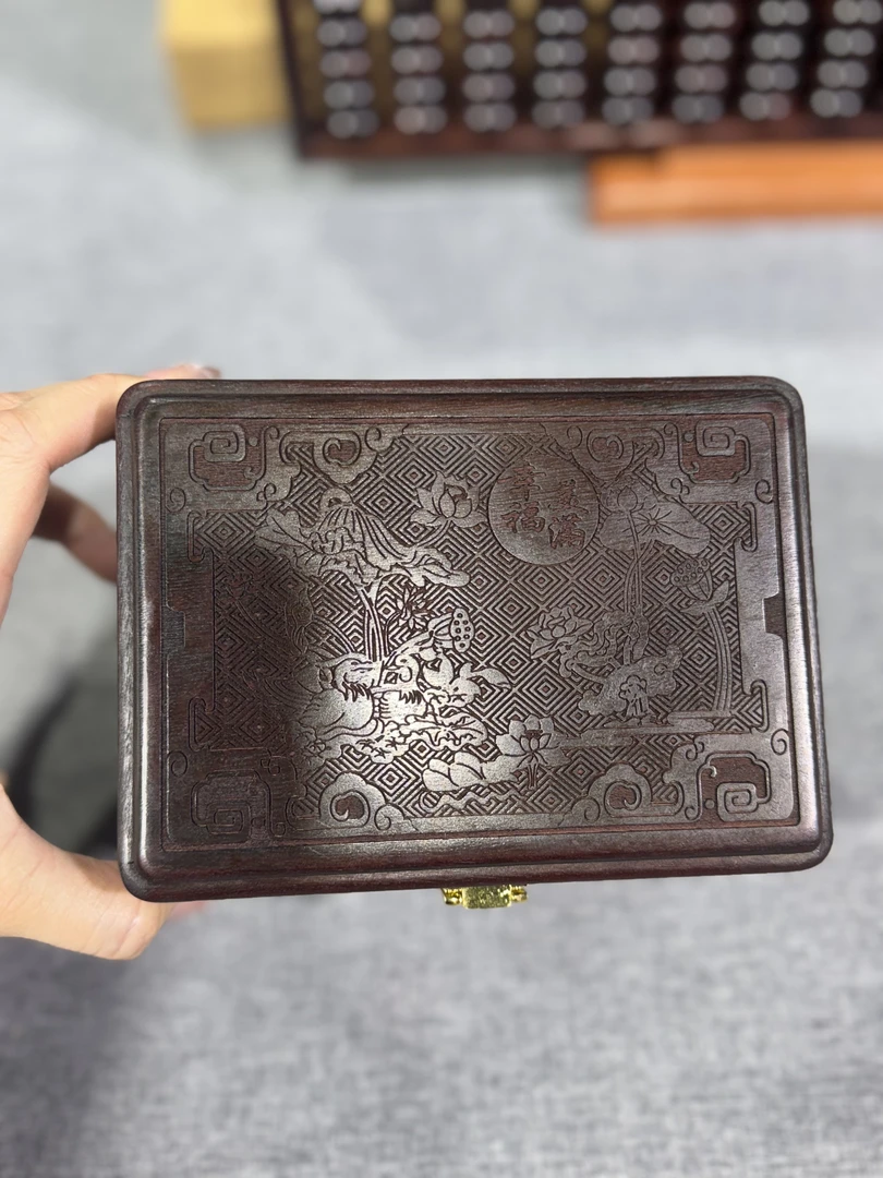 三匠红木 大红酸枝幸福美满首饰盒 16*12*9cm