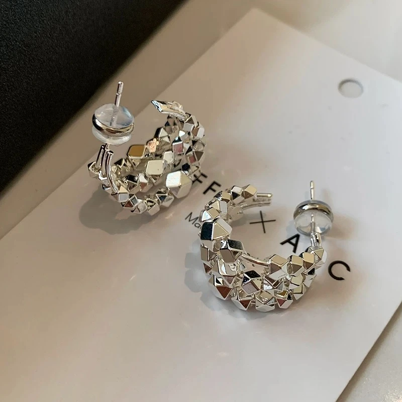 铜合金耳饰 纯银针碎银子独特绝美耳钉女高级感气质2025新款耳饰