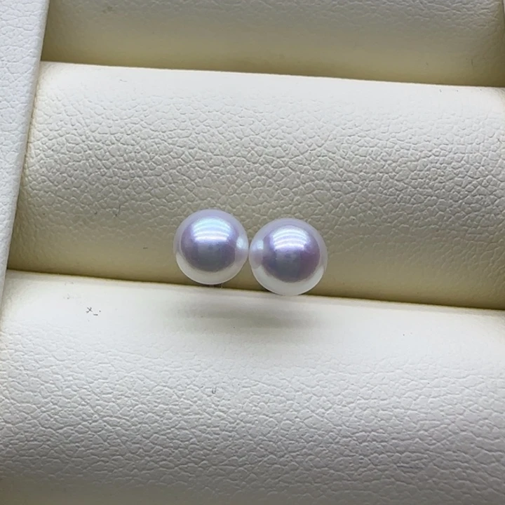 摆件未镶嵌淡水珍珠极光耳钉5.5-6mm