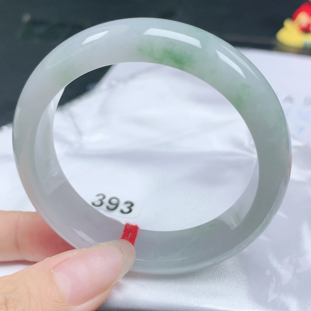 翡翠未镶嵌手镯翡翠52.8飘绿花正圈
