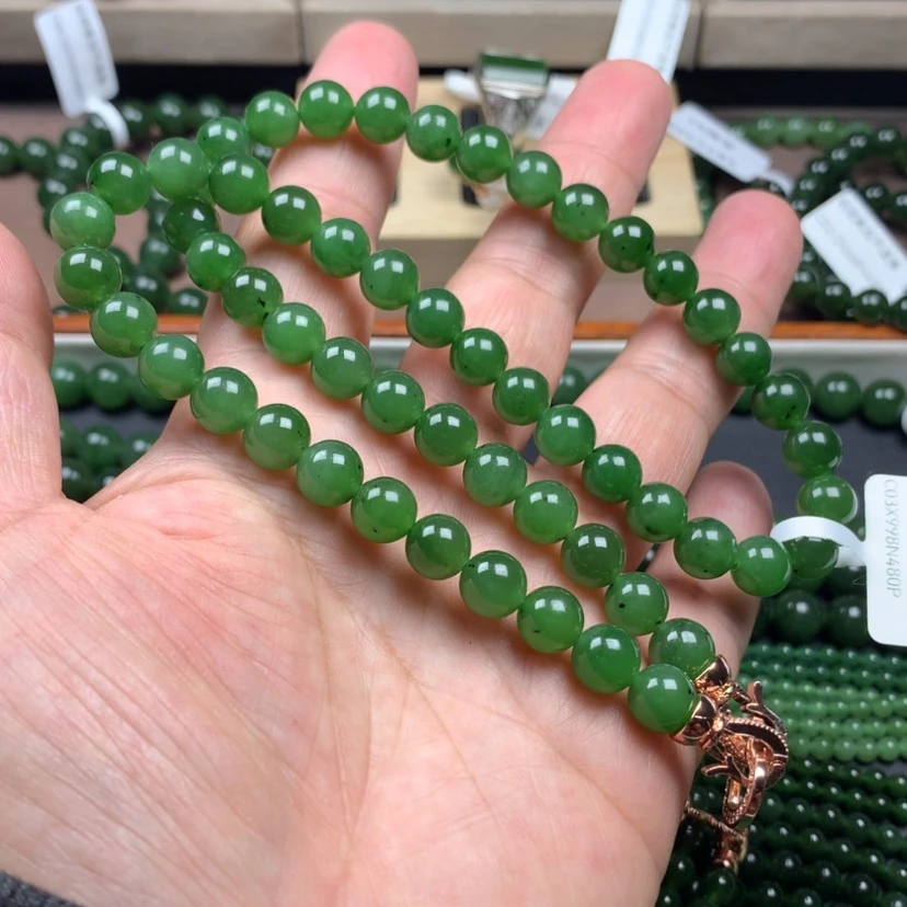 【闪购商品】和田玉（碧玉）颈饰未镶嵌8mm放漏