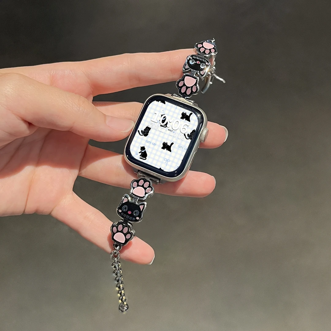 猫爪适用vivo watch gt手表表带iqoo链条式金属卡通watch gt腕带