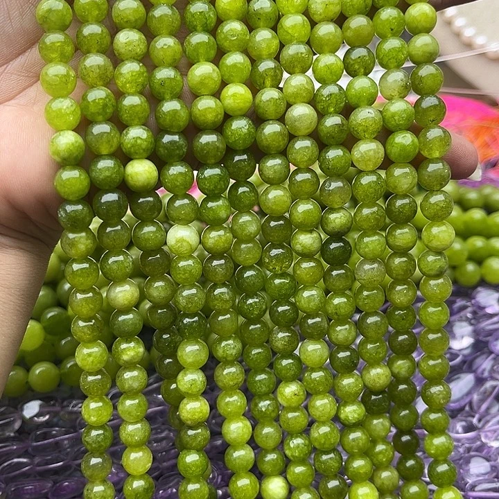 玛瑙/玉髓未镶嵌珠宝半成品一条8mm橄榄石