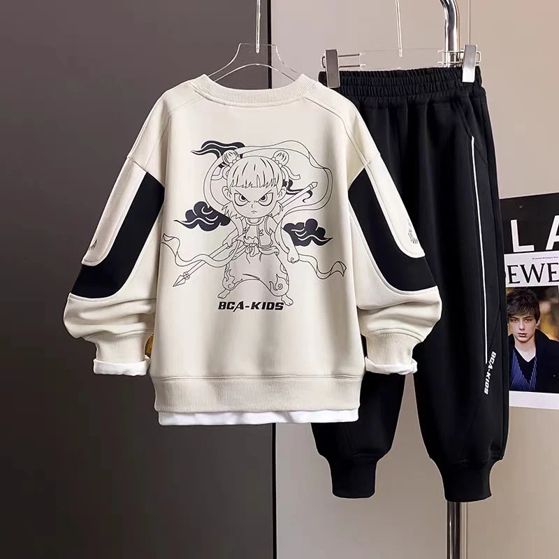 儿童装哪吒卫衣套装男童春装中大童春秋季时髦帅气运动炸街两件套