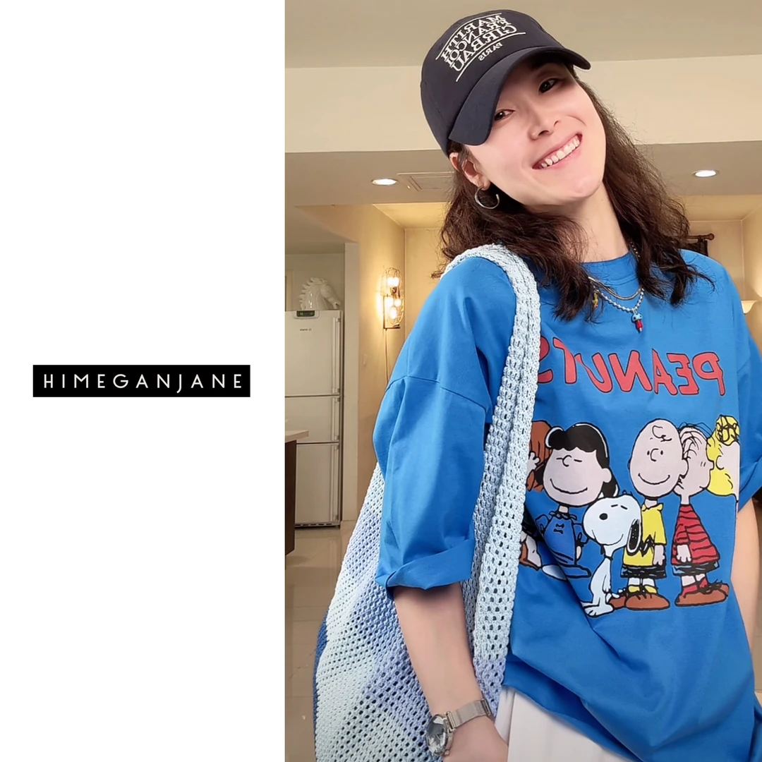 HIMEGANJANE 史努比T 会呼吸的高支密棉 后中缝解构工艺廓形T0281