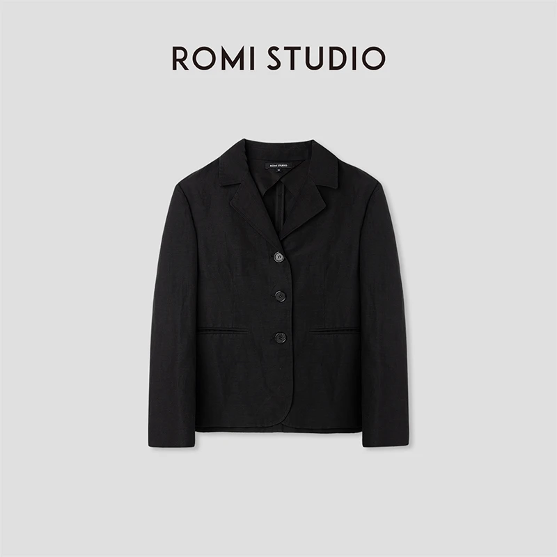 ROMI STUDIO “法式优雅” 衣橱经典亚麻棉半麻衬西装外套24SSW599