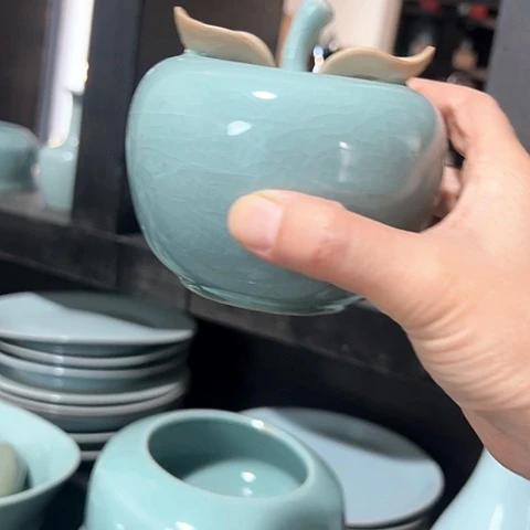 汝瓷苹果摆件苹果微瑕