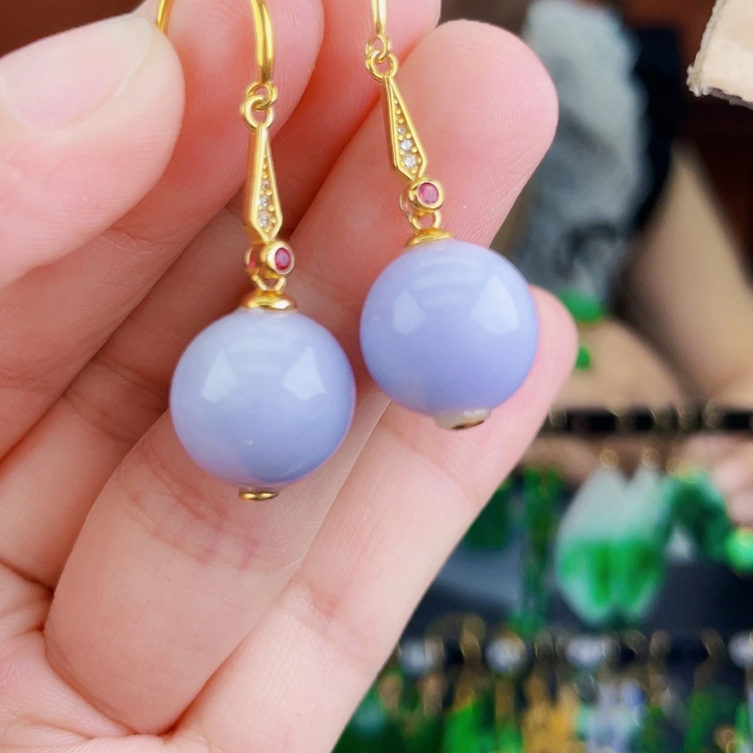 翡翠银S925镶嵌耳饰饰品