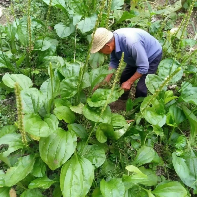 江西深山现挖带根整棵车前草可泡茶煮水煲汤车轮草猪耳朵草