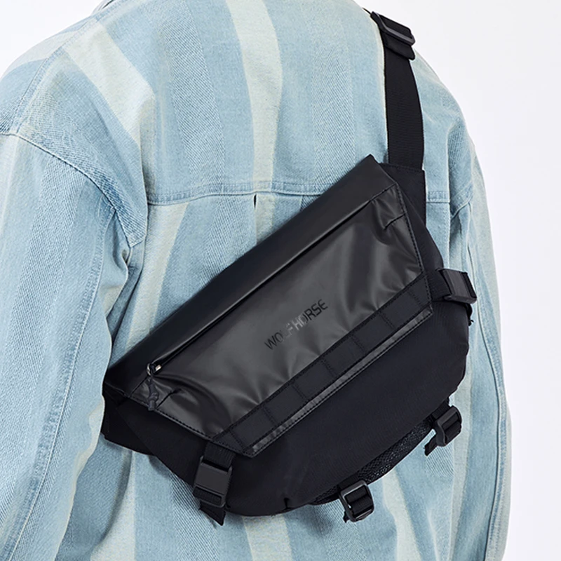 男士背包牛津布休闲运动邮差包新款胸包外出通勤胸前包单肩斜挎包