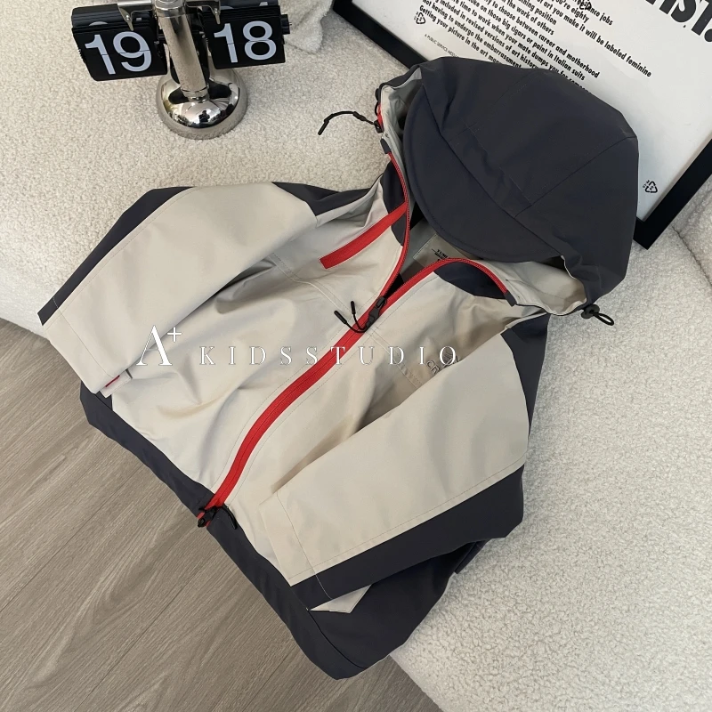 【文文妈】2025儿童外套连帽风衣运动中童休闲韩版拼色春秋洋气舒服