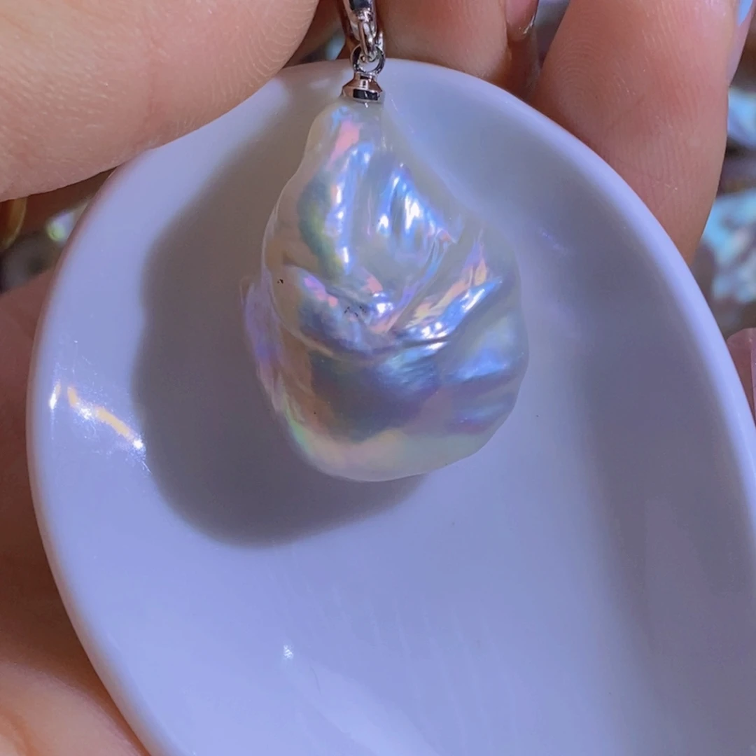 银S925镶嵌淡水珍珠微瑕