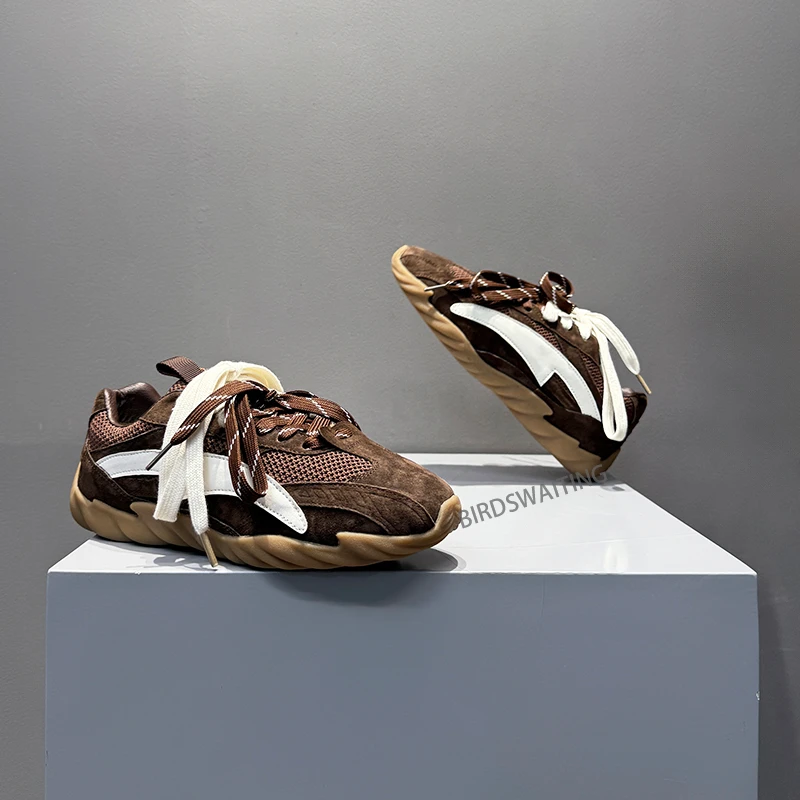 德训鞋2025秋季新款时尚百搭舒适轻便复古真皮拼色休闲韩版男板鞋