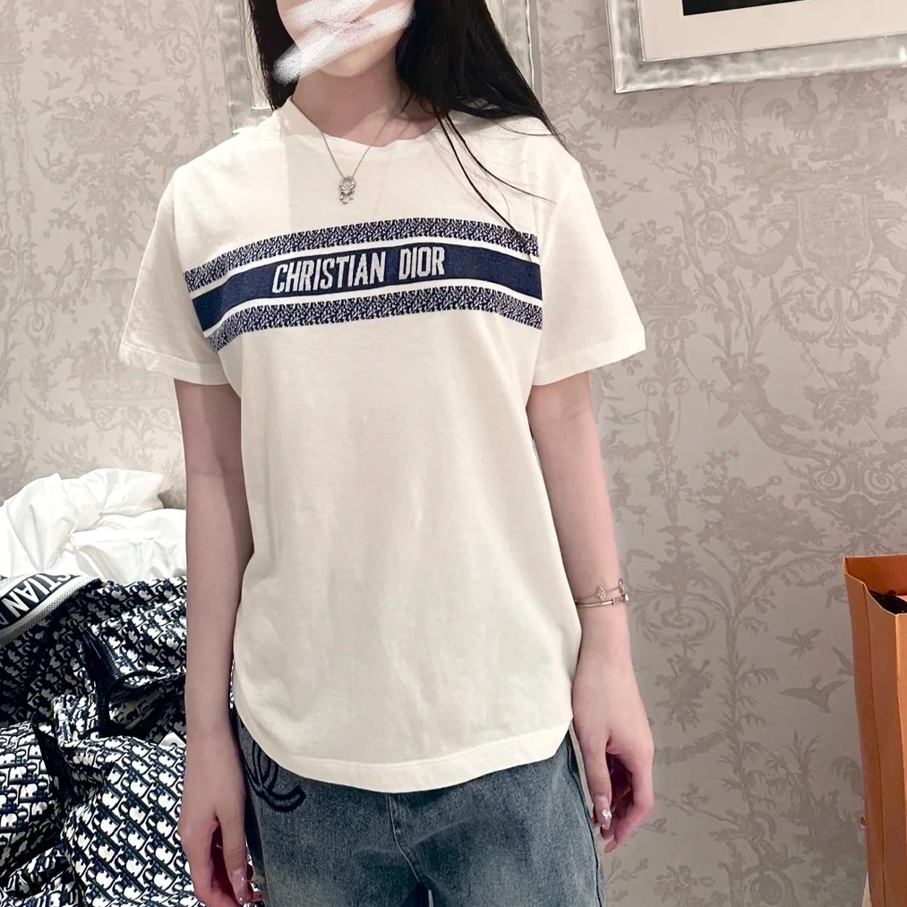 未使用 DIOR/迪奥 印花条纹短袖 xs 7153473