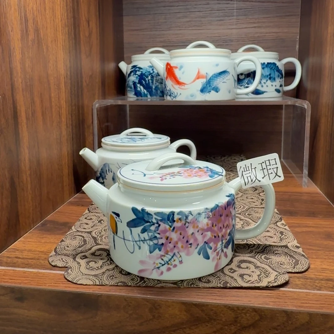 釉下手绘茶具微瑕