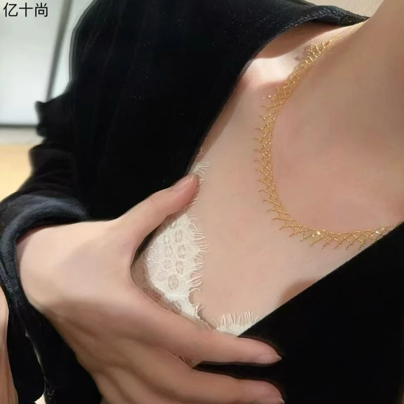 坠链均925银 亿十尚拉丝编织高档项链轻奢时尚气质洋气仙美不掉色