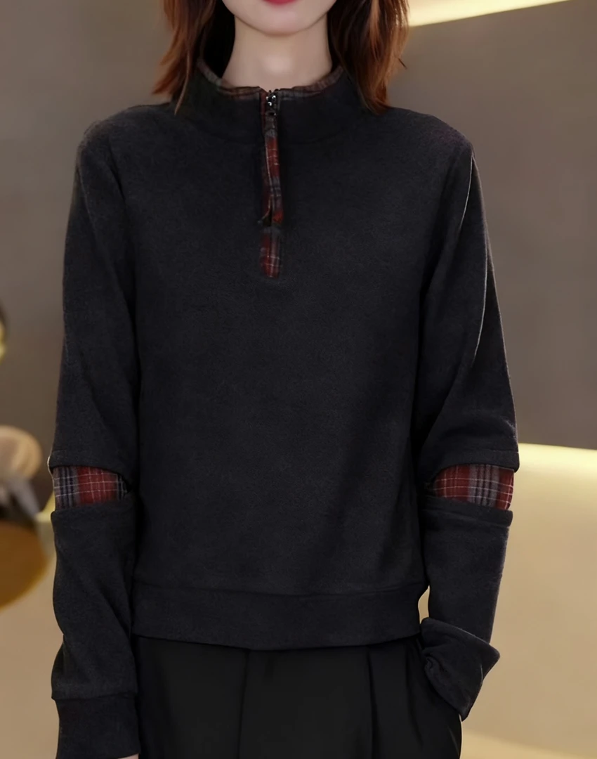 2025秋冬宽松拼接打底衫衬衫长袖休闲百搭气质显瘦230