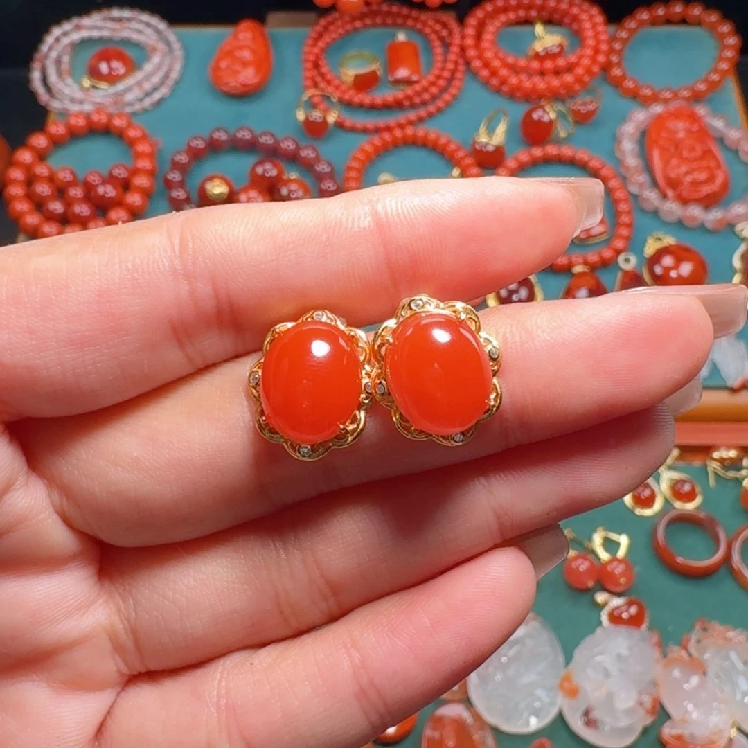 南红玛瑙南红12银S925镶嵌