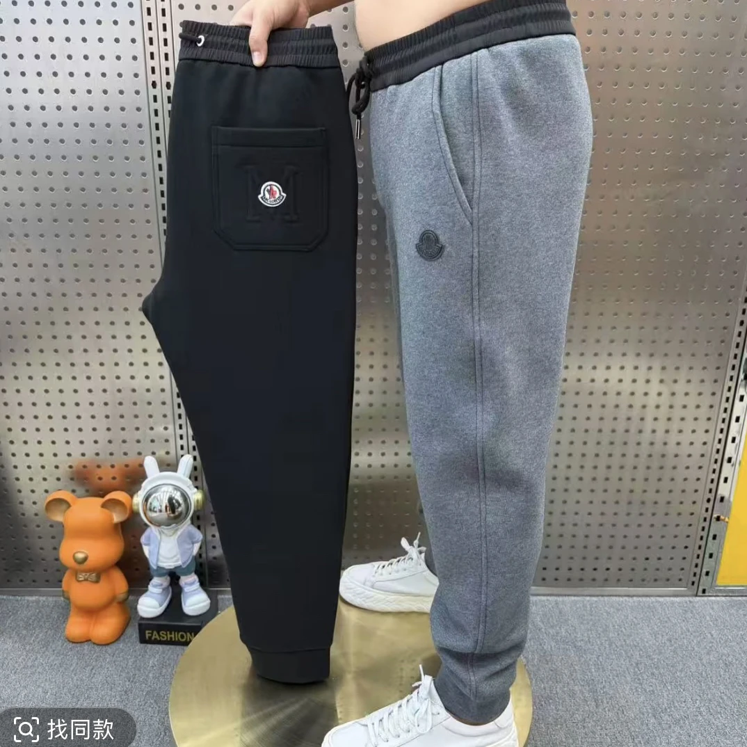 冬季加绒新款弹力舒适显瘦宽松束脚长裤男士休闲裤