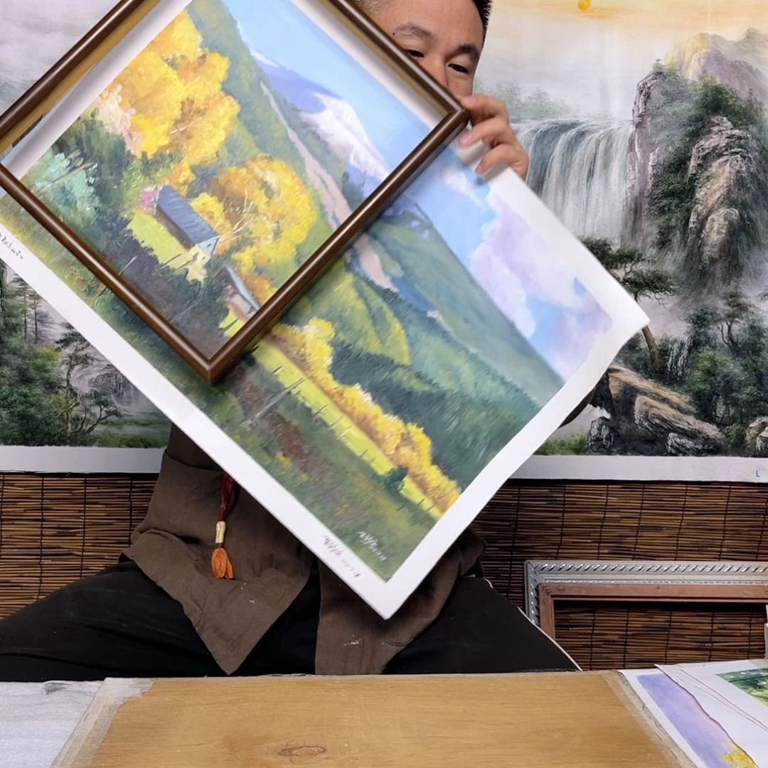 油画黄***5行路人小院绘画作品竞拍