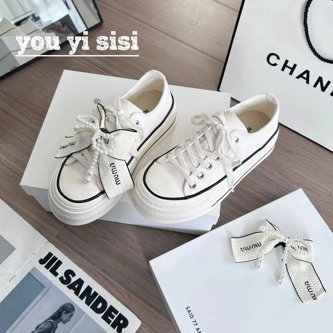 有意思思女鞋“玉蝴蝶”欧若风ins透气小众学生厚底韩版蝴蝶板鞋