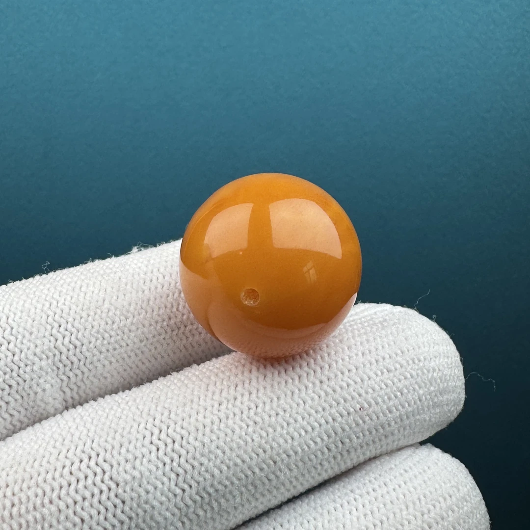 A1717天然原矿蜜蜡鸡油红妖花圆珠 21mm抖音基地质检发货