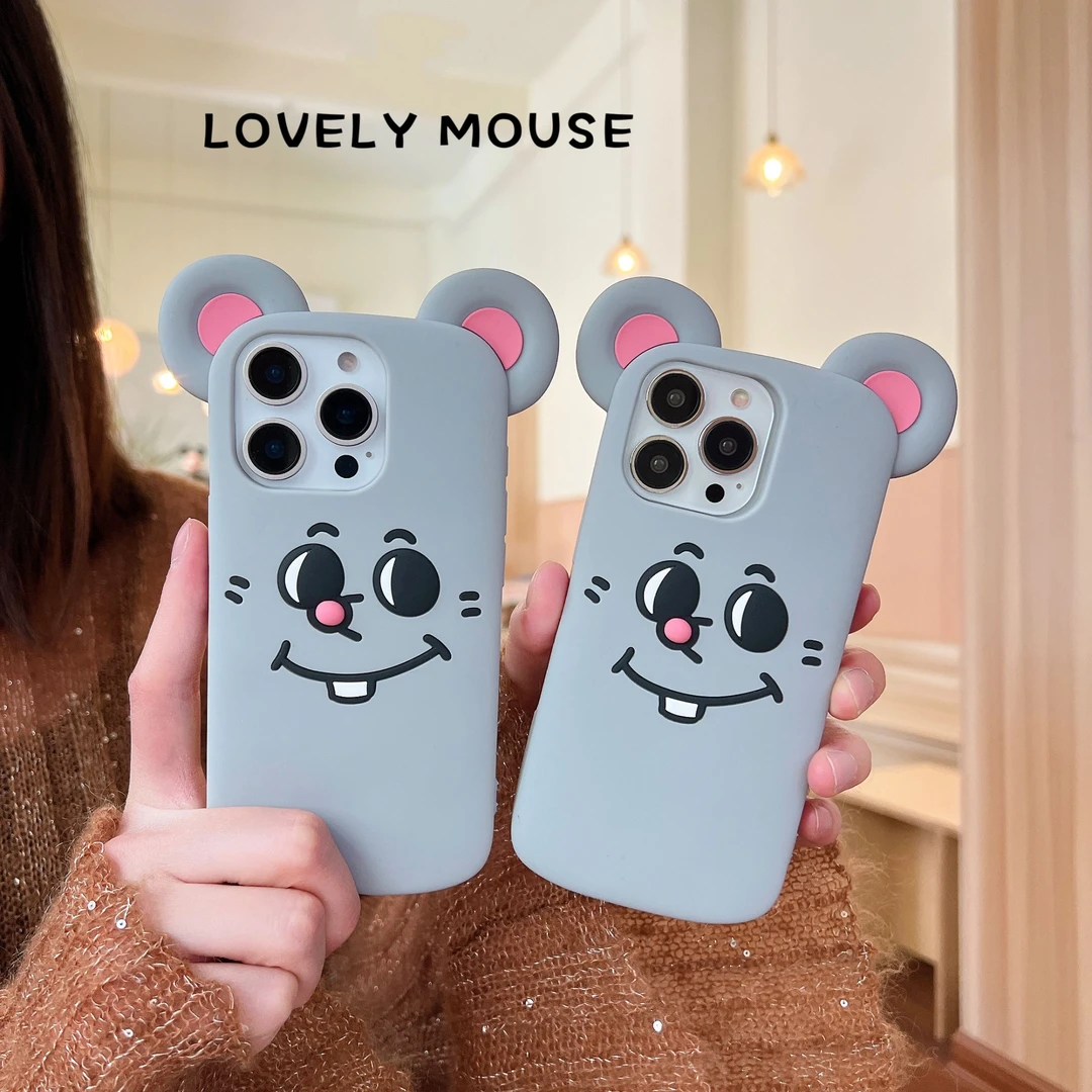 创意卡通可爱硅胶老鼠手机壳适用iPhone16proMax苹果15/14/13Pro