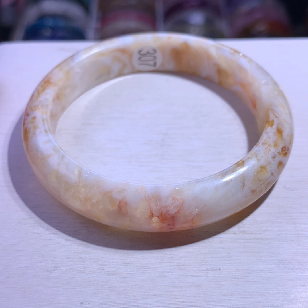 手镯水晶银S925镶嵌蜂蜜奶盖59.4圈307