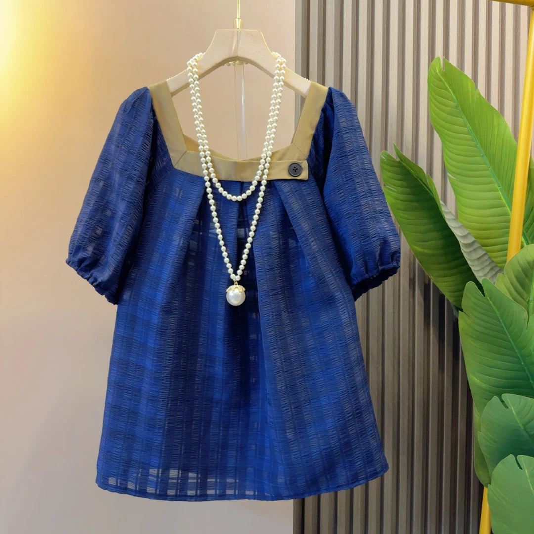 欧货夏季爆款拼色独特超好看气质小衫衣长62左右