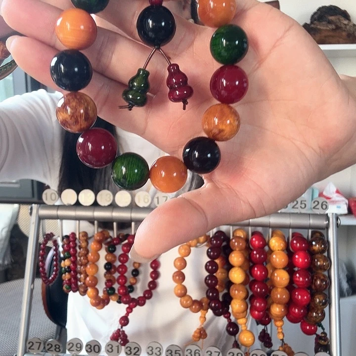 松木固化款琥珀木手串1.6多宝男款
