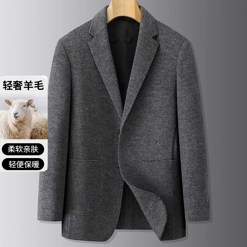 2025年秋冬款毛呢大衣加肥加大码男士羊毛外套胖子时尚双面呢西服