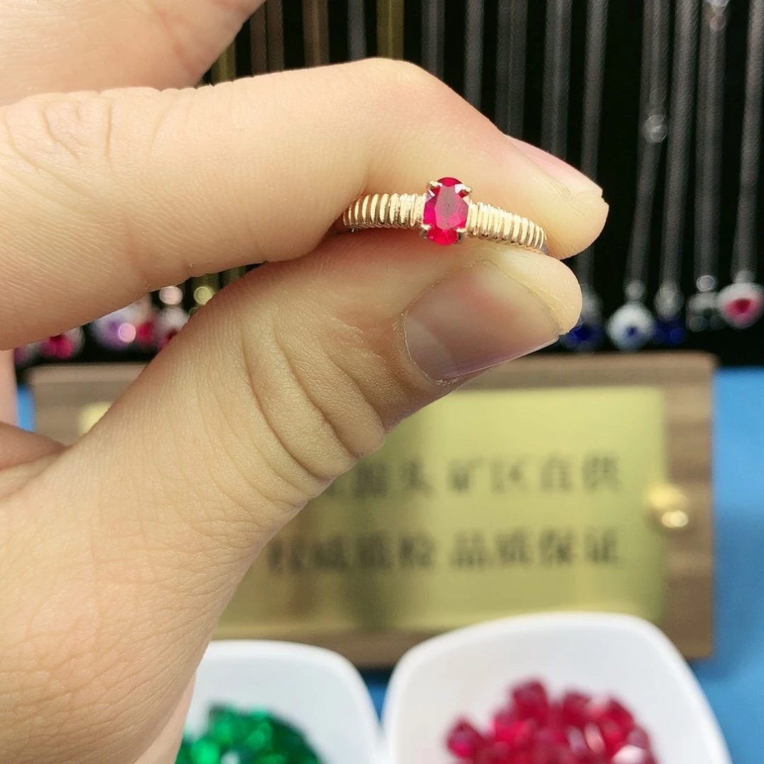 红宝石戒指银S925镶嵌