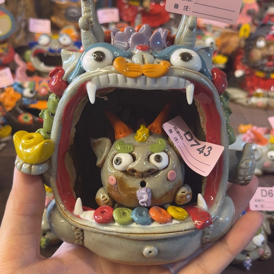 杜***鹃泥塑纯手工茶宠摆件