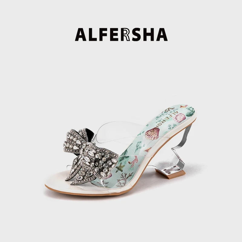 阿芙莎ALFERSHA/VIRE联名99822新款时尚轻奢百搭粗跟一字拖B