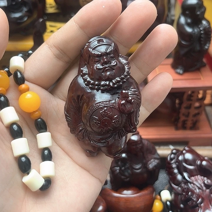 木紫檀红木雕刻钟馗把件