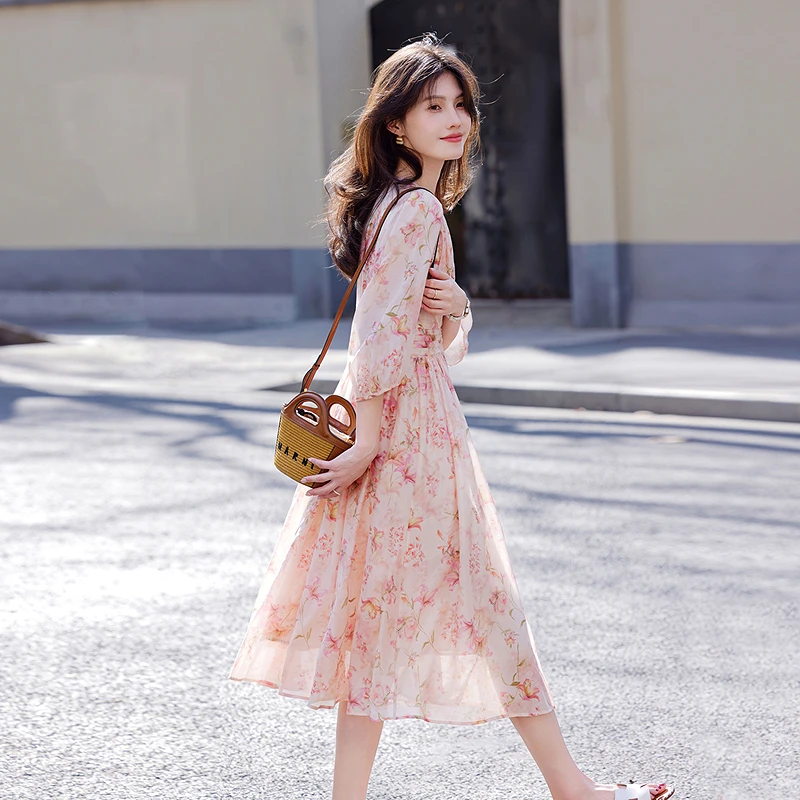 【香水百合】苏醒的乐园时尚气质连衣裙SXL25117