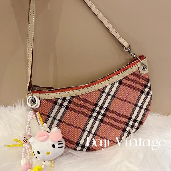 大吉中古/Burberry红格纹豌豆腋下包
